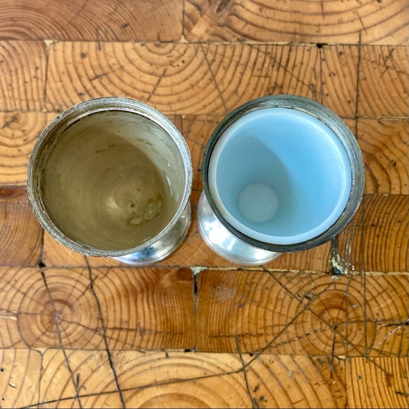 Vintage Pair Nickel Silver Egg Cups with Crests - Picture 4 of 8